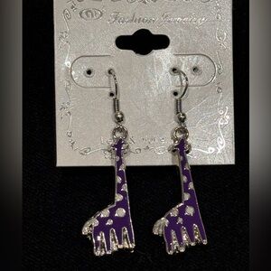 NT Fashion Jewelry Purple Giraffe Earrings 2 inch